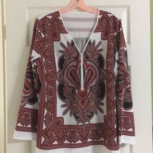 Tunic popover zippered blouse